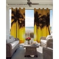 thumbnail image 6 of Coastal Coconut Tree Blackout Curtains for Bedroom Living Room Darkening Curtains 84 Inch Length 2 Panels Set Ocean Beach Palm Sea Brown Window Curtain Window Treatment Grommet Drapes 52"x84", 6 of 9