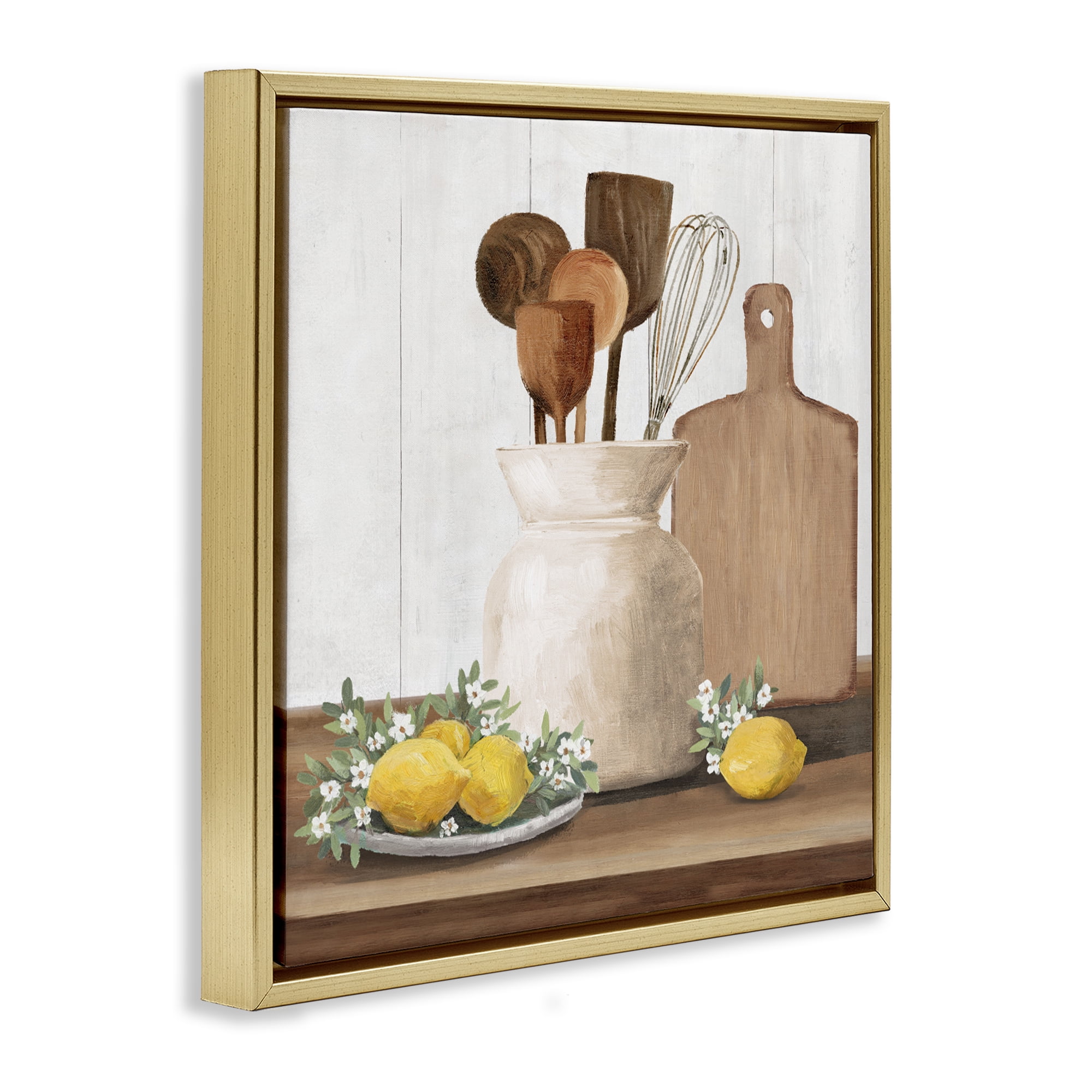 Stupell Industries Country Kitchen & Lemons Gold Framed Floater Canvas Wall Art, design by White Ladder