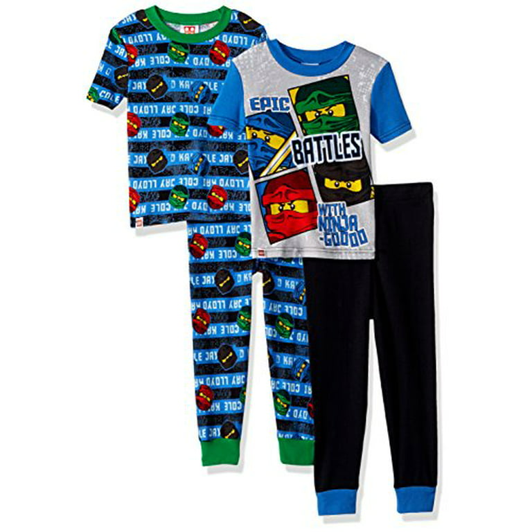 Ninjago Boys' Big Epic Battle 4Pc Pajama, 2Sets Sleeve, Long Pant, BLUBLK, 10 - Walmart.com