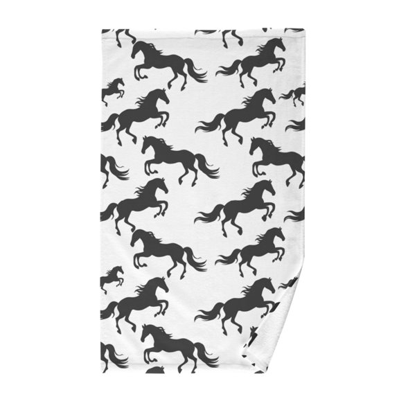 Black Horses Cotton Face Towels Absorbent Hand Towel Soft Bathroom Towel for Kitchen Hotel Decoration