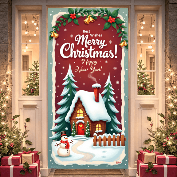 Festive Santa Claus Merry Christmas Holiday Backdrop for Christmas Party Winter Celebration Family Gathering