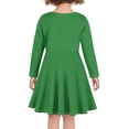 thumbnail image 3 of DISNIMO Girls Green Christmas Tree Dress Kids Long Sleeve Skater Dress Girls School Dance Dresses for Girls 3-4 Years Old Childrens Dresses for Fall Kids Dresses Casual Midi Dress Girls Sun Dress, 3 of 6