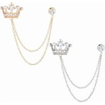 2Pcs Long Chain Brooch Rhinestone Tassel Brooch Pin Hanging Chain Brooch Suit Pin Men's Suit Collar Alloy Lapel Pins