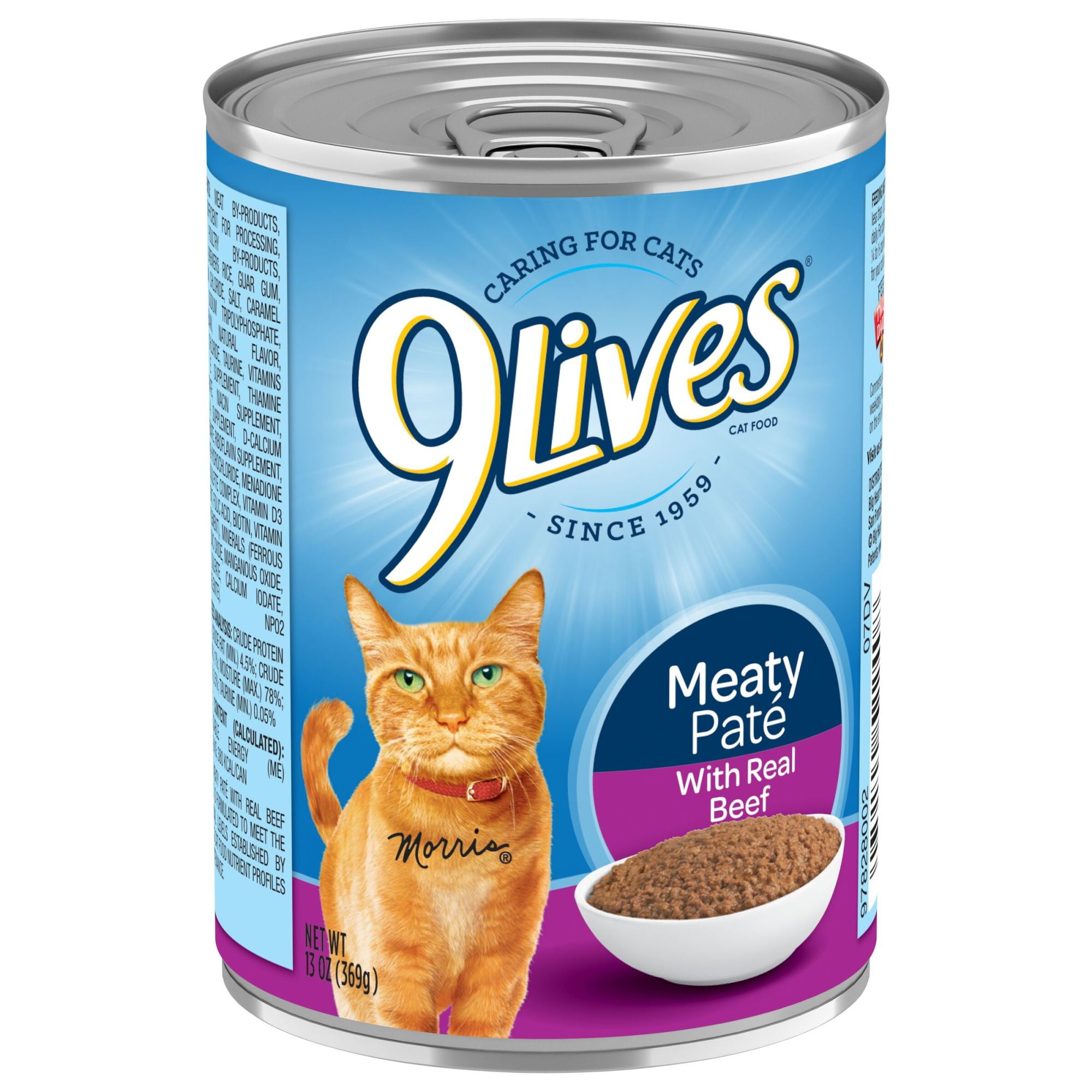 (2 pack) 9Lives Meaty Paté with Real Beef Wet Cat Food, 13 Ounce Can, 12 Count