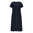 thumbnail image 5 of Save 65% Instantly!Suumer Plus Size Womens Dresses Solid Color Short-sleeved V-neck Casual, 5 of 6