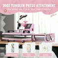 thumbnail image 3 of KFFKFF Heat Press, 12x15 inch, 5-in-1 Transfer Tool with 30 oz Cup Press, Swivels 360° for T-Shirt/Mug/Hat/Plate Crafting, Digital Control, Pink, 3 of 9