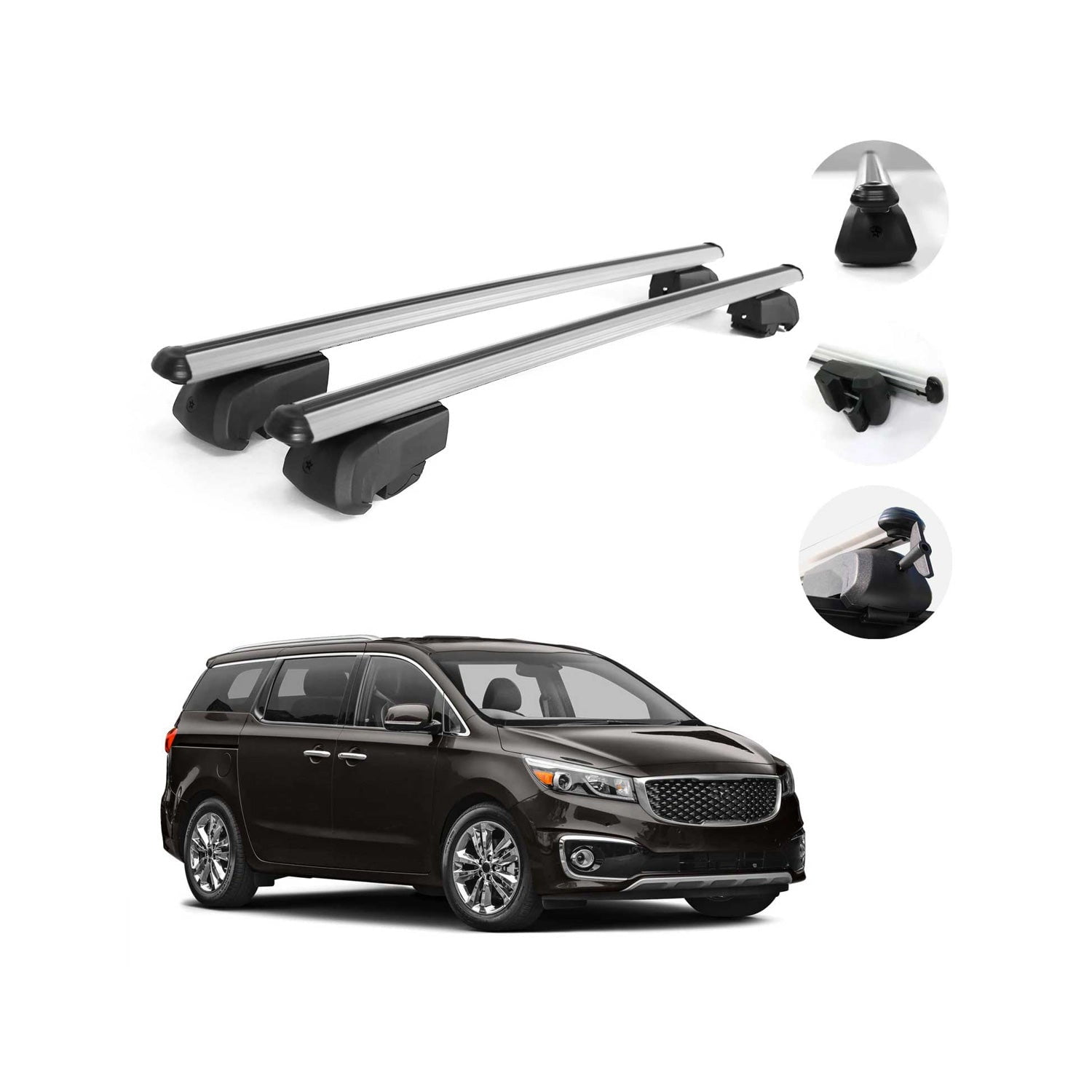 Silver Roof Rail Rack Alu. Cross Bars Luggage Carrier For KIA Sedona