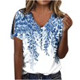thumbnail image 2 of Fiudx Ofertas Flash Artículos En Oferta Camiseta de Manga Corta con Cuello En V y Estampado Informal para Mujer, Jersey con Botones, Camiseta de Manga Cruzada de Verano, 2 of 5