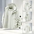 thumbnail image 4 of Mens Outerwear Jackets Pure Color Fake Two Layers Drawstring Hooded With Pockets Mens Fall Coats,White,S, 4 of 4
