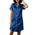 thumbnail image 5 of Tranfacy Women Summer Sleepshirt Solid Open Front Short Sleeve Dress Casual Indoor Loungewear, 5 of 5