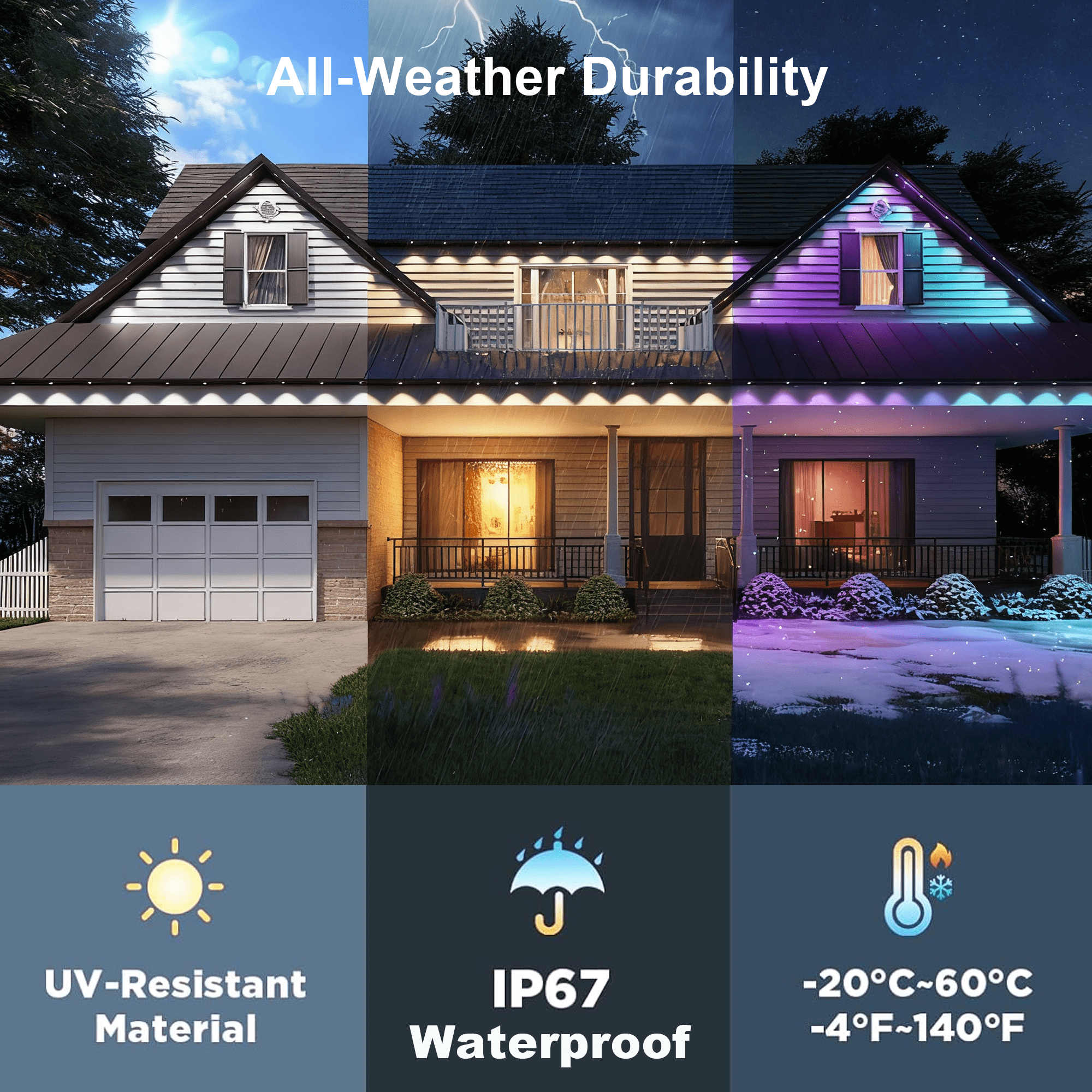 IJIL Permanent Outdoor Lights, 100 FT 60 RGBIC Waterproof LED String Lights for Roof Patio Party Decor