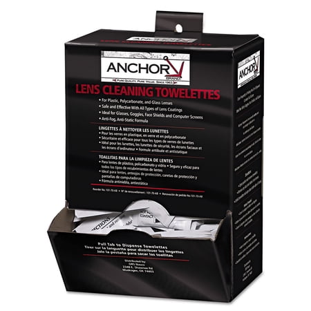 Lens Cleaning Towelettes, 5 in x 8", White, 100/Box