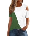 thumbnail image 3 of Inverlee Button Up Shirts for Women Casual Cold Shoulder Short Sleeve Tops Cute Loose Fit Solid Color T Shirts Classic Work Tunic Blouse Summer Fashion, 3 of 8