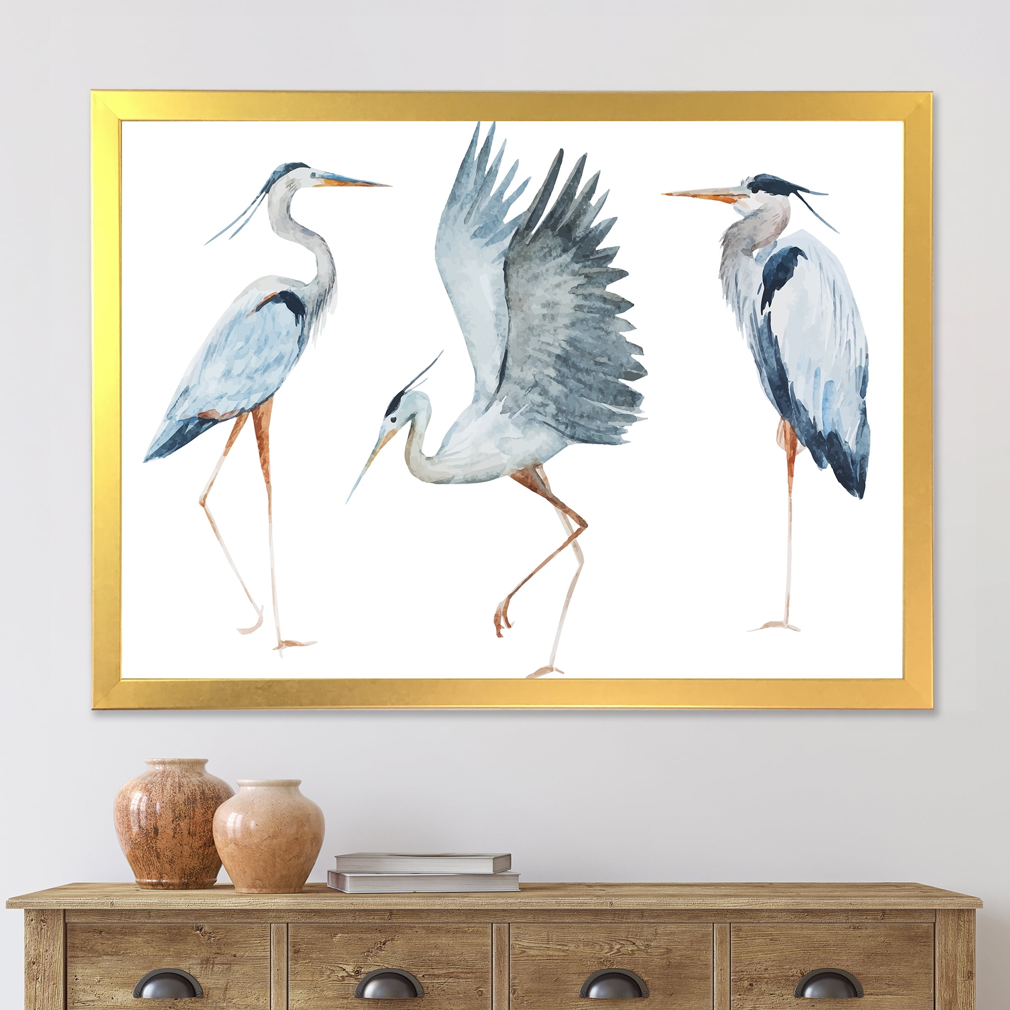 Designart 'Portrait Of Heron Birds II' Traditional Framed Art Print