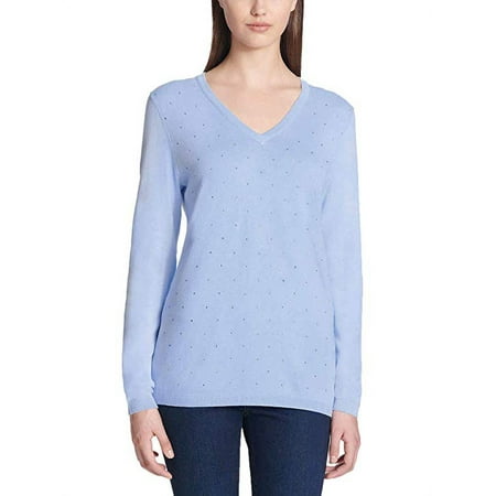 DKNY Jeans Ladies' Embellished Sweater XL/French Blue