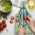 thumbnail image 3 of Nautical Cutting Board, Retro Coastal Lighthouse Ship Helm Wheel Antiqued Seabirds Seagulls, Tempered Glass Cutting and Serving Board, Wine Bottle Shape, Grey Yelloe Slate Blue, by Ambesonne, 3 of 5