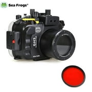 SeaFrogs 40M/130ft Underwater Camera Diving Housing Case for Panasonic Lumix GH5/ GH5 S/ GH5 II w/ 67mm Red Filter