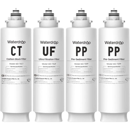 Waterdrop 2TSPP, TSUF, TSCT Under Sink Water Filter, Replacement for Waterdrop TSU Ultra-Filtration Under Sink Water Filter System