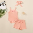 thumbnail image 2 of Yindaity 18 Months Girl Clothes Summer Baby Girl Clothes Summer Cute Outfits Spaghetti Strap Romper & Floarl Shorts Sets(Pink,3-6 Months), 2 of 8