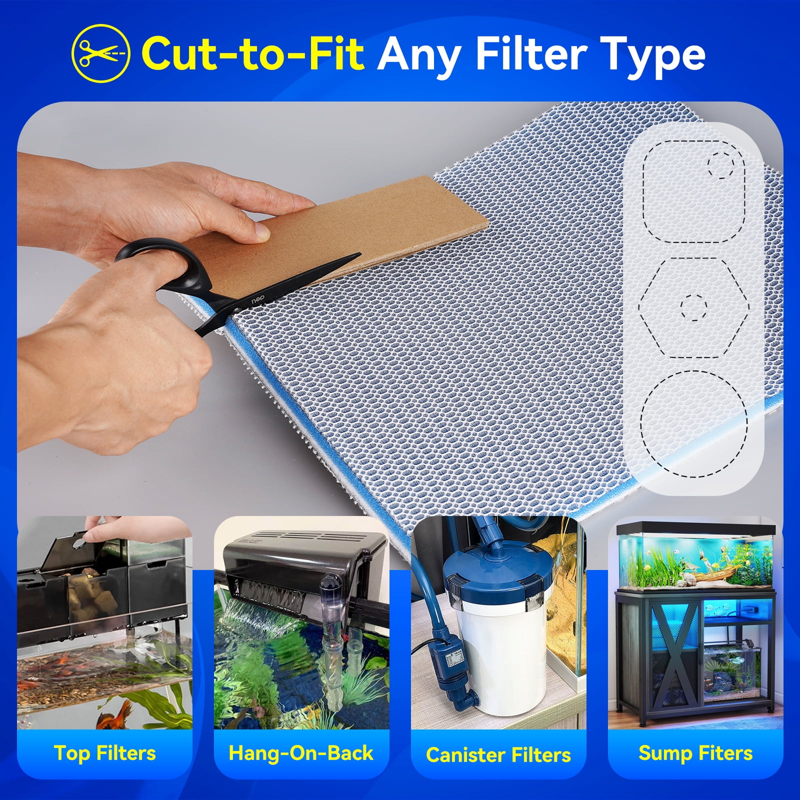 Aquarium Filter Media Sponge Pad, Multi-Layer Foam Filter Floss for Fish Tank and Ponds Filters Accessories ( 47.24"x15.75"x0.6" - 1 Pack )
