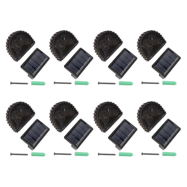 8 Sets of Decorative LED Solar Panel Wall Lights for Outdoor Patio Deck, Built-in Battery