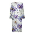 thumbnail image 5 of Xoenoiee Purple Daisy Flower Print Women's Long House Dress Zipper Loungewear Long Sleeve Zip Up Robes Full Length Sleepwear Nightgown with Pockets, Size L, 5 of 7