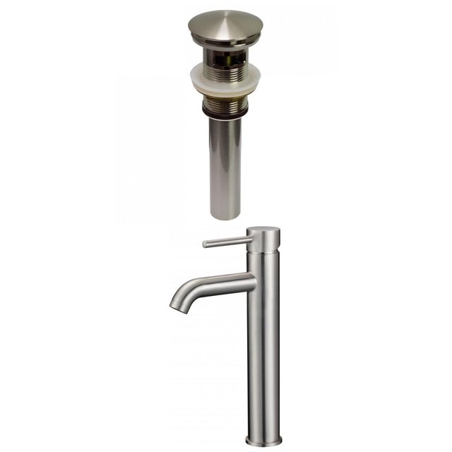 American Imaginations AI-29493 Deck Mount CUPC Approved Lead Free Brass Faucet Set In Brushed Nickel Color - Overflow Drain Incl.