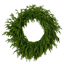Nearly Natural 24in Pre-Lit Artificial Real Touch Norfolk Island Pine Wreath with 50 LED Lights
