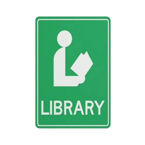 Library Sign Metal Signs 12X8 Inch Rust Free Aluminum,Uv Ink Printing,Durable/Weatherproof Outdoor For Home
