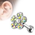 thumbnail image 3 of MoBody Clear CZ Jeweled Flower with Faux Pearl Tragus Earring Surgical Steel..., 3 of 3