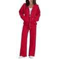 thumbnail image 2 of Sweatsuits Women 2 Piece Outfit Zip Up Jacket Comfort Jogger Set Hoodie and Sweatpants Matching Sweat Sets Red XXL, 2 of 7