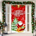 thumbnail image 1 of Cortina navideña para puerta con banderín, foto de Papá Noel y cachorro, decoración de fondo para colgar en tela, 1 of 6
