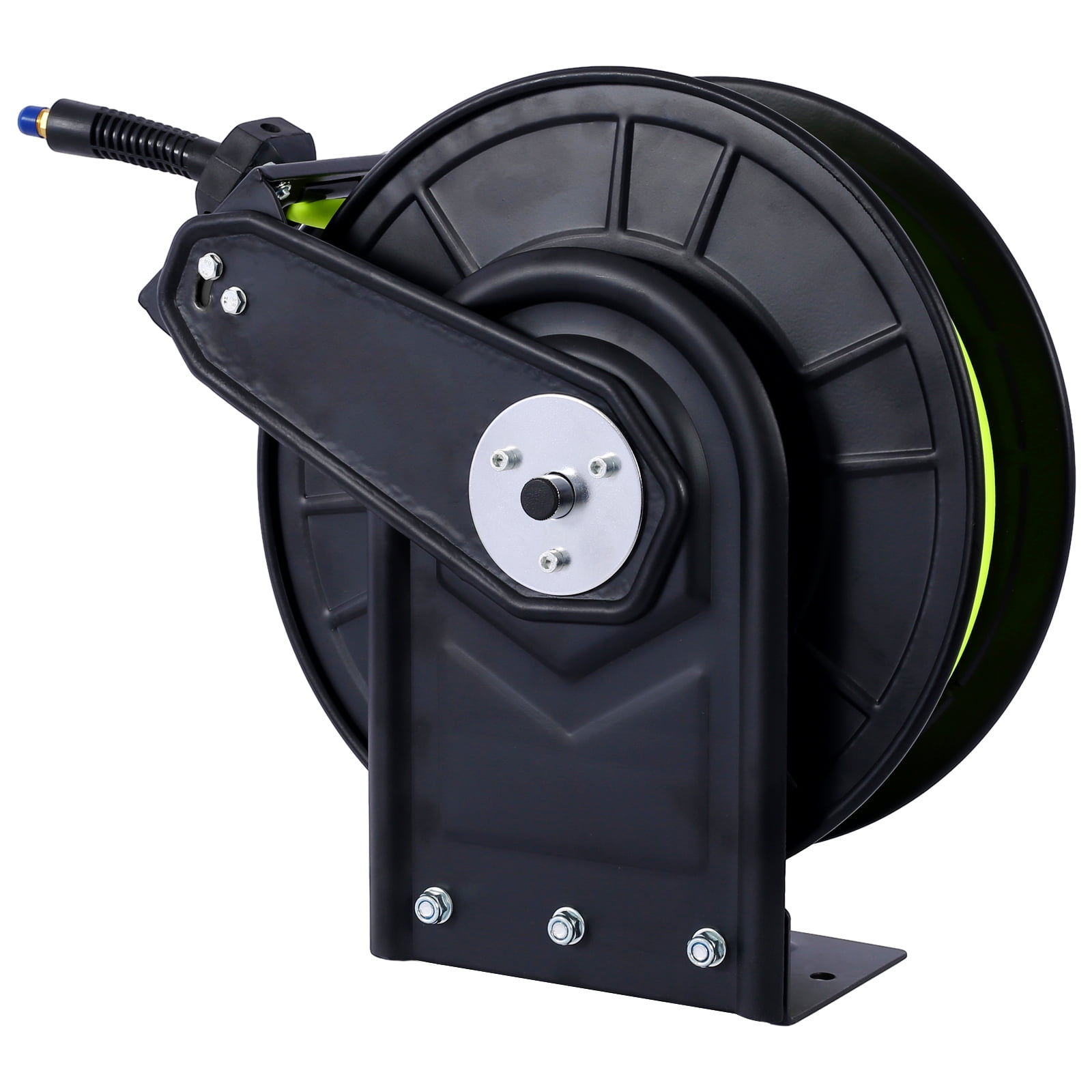 LiviNest 3/8" x 50' Air Hose Reel: Heavy Duty Steel Auto Rewind Pneumatic System with Industrial Rubber Hose & 300 PSI - Professional Garage Workshop Tool Organization for Automotive Repair Shops