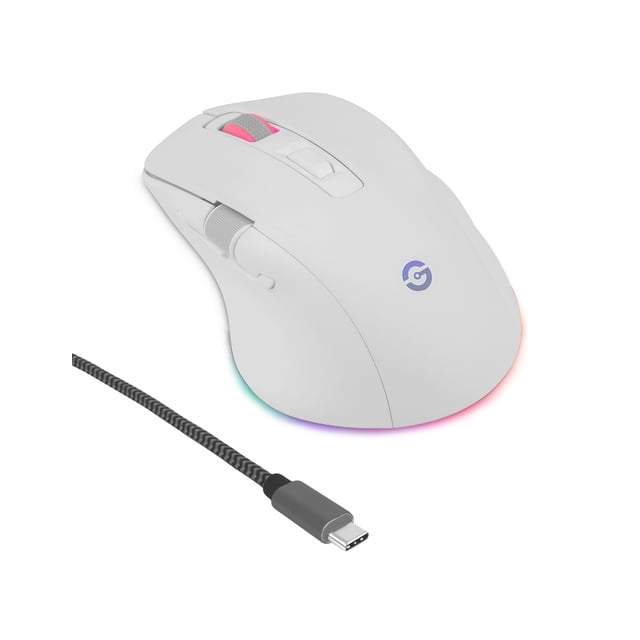Mouse Inalambrico Getttech GGM-RGBTR-01-WH Triple Funcion Wifi Bluetooth USB 6400DPI Bateria Recargable Blanco