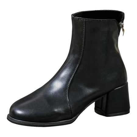 

Cowgirl Boots Cowboy Boots for Women Ladies Casual Solid Color Leather Zipper Heel High Heel Large Size Ankle Boots Short Boots Ladies Fahion Dress Tall Boots