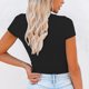 thumbnail image 4 of Camisa Corta para Mujer Manga Corta Cuello En V Cintura Apretando Verano Casual Slim Camiseta Corta Tops para Viajes Al Aire Libre Trabajo Casa Negro S, 4 of 6