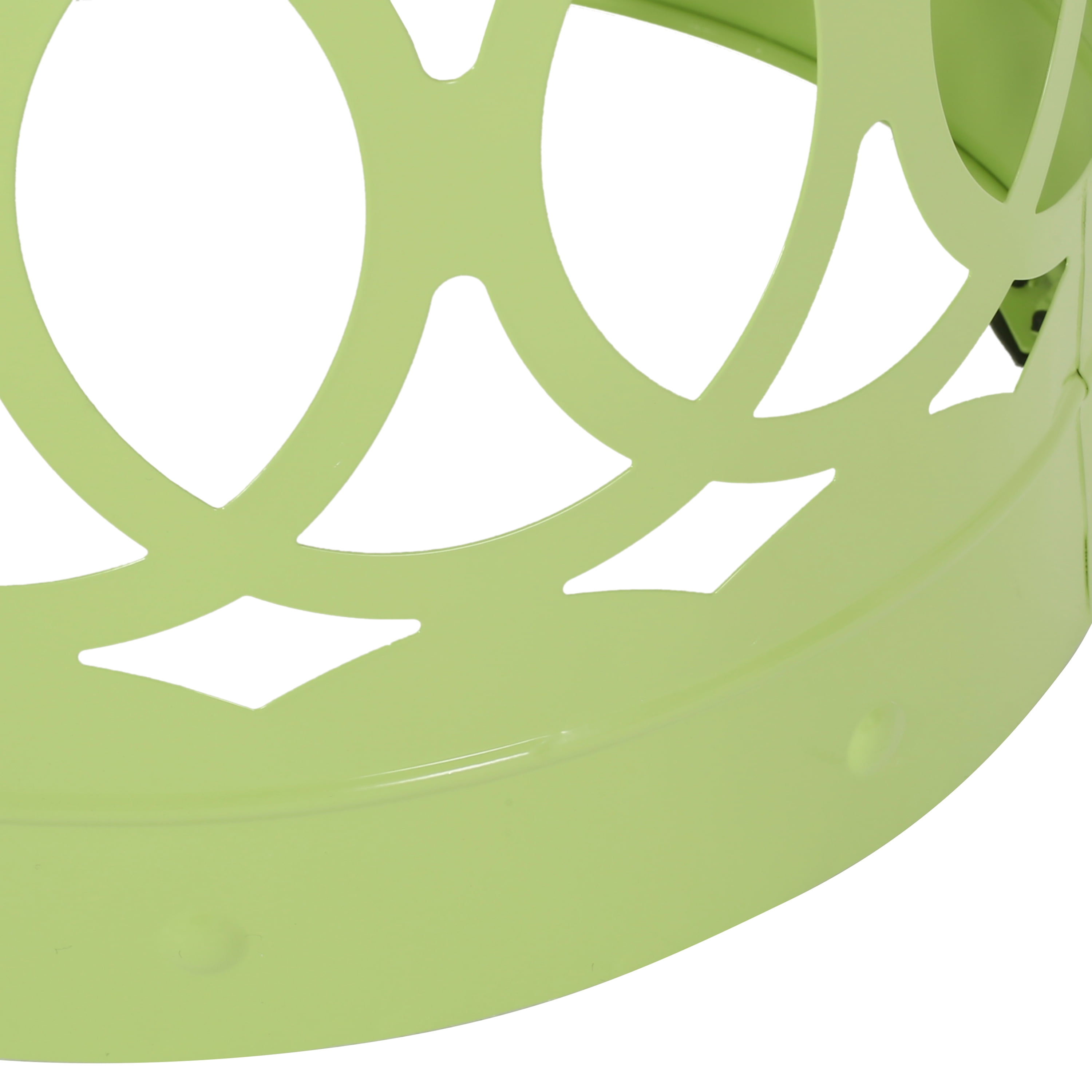 Outdoor Nesting Side Table Set of 2, Cylindrical Hollow Out Iron Structure for Patio Garden, Green