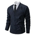 thumbnail image 2 of ohmzyzo Men's Long Sleeve V Neck Cardigans Casual Button Down Sweaters Slim Fit Knitted Thermal Coats Solid Color Outerwear with Pockets Dark Gray XL, 2 of 5