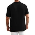 thumbnail image 3 of Short Sleeve Linen Shirts for Men Lightweight Casual Beach Summer Tops 3-Button Henley Tees Solid Color (M, Black), 3 of 8