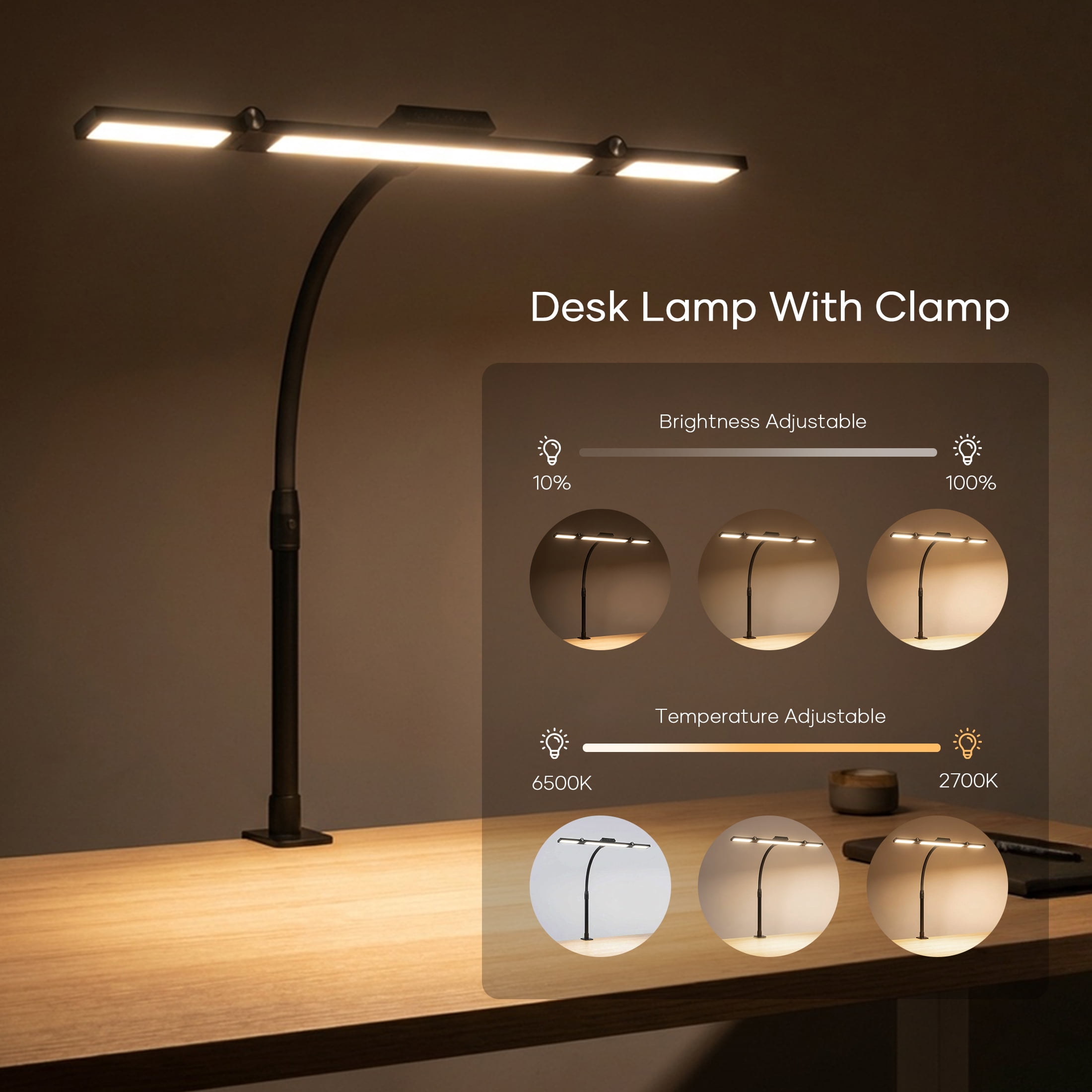 ORFELD 28.3" LED Foldable Desk Lamp with Clamp, Architect Light with Remote, Eye-Caring Lamp for Home Office, Reading, Study(Black)