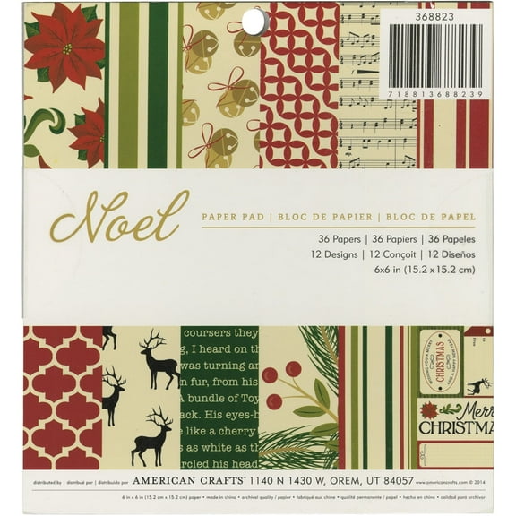 American Crafts Paper Pad 6 Inch X 6 Inch 36/Pkg-Noel