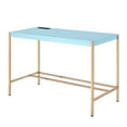 thumbnail image 7 of GZXS Minimalist 40" Home Office Desk with Charging Outlet, USB Port, Gold Legs, and Glossy MDF Top for Study or Workspaces (Light Blue), 7 of 7