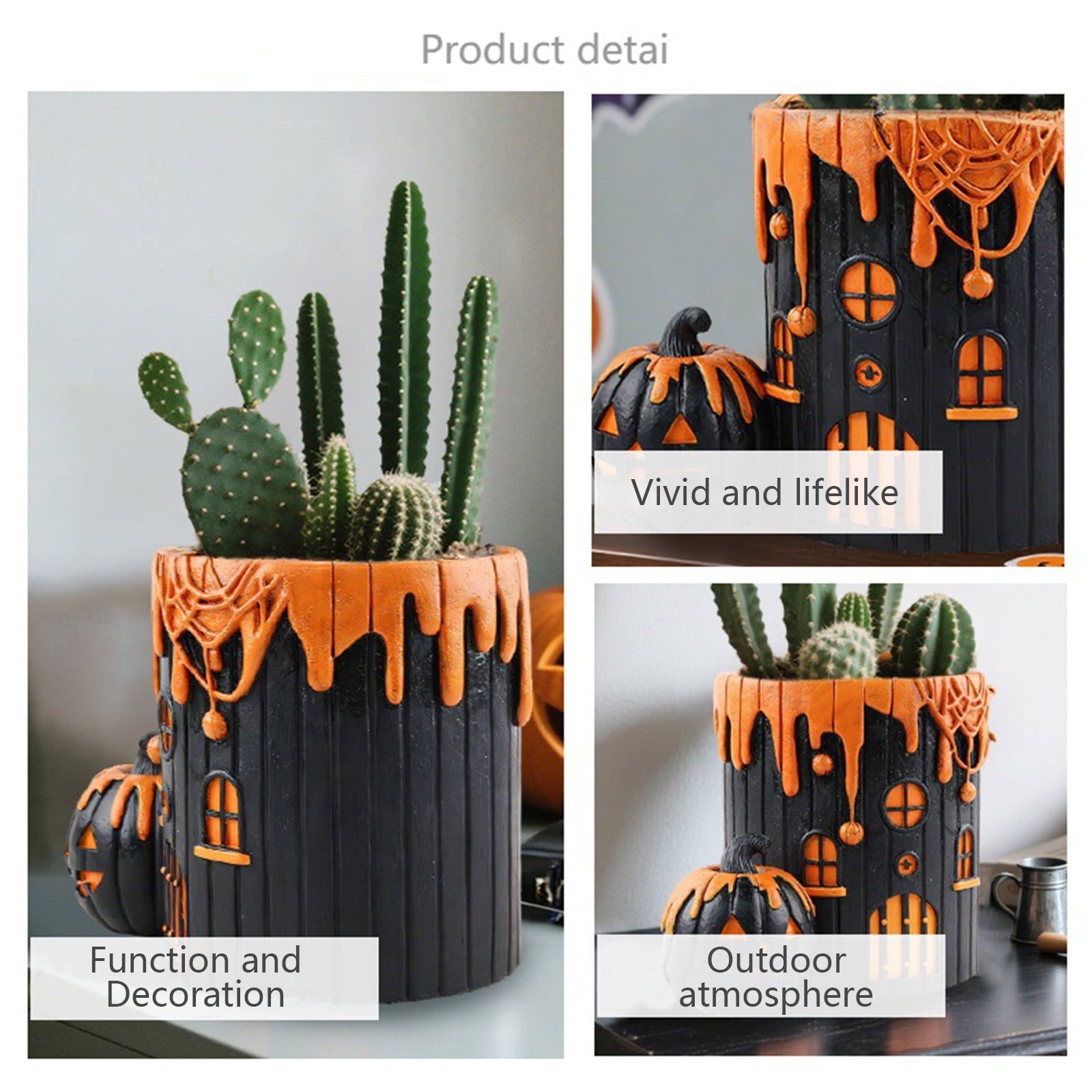 Pumpkin Planter Face Planter Pot - 6 Inch Pumpkin Planters Vasefor Indoor Plants, Unique Pot for Home Room Office Party Wedding