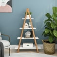 thumbnail image 2 of KAAYEE 4-Tier Ladder Shelf,Solid Bamboo Wood A-Frame Display Bookshelf Storage Shelves,54x32x12inch, 2 of 7