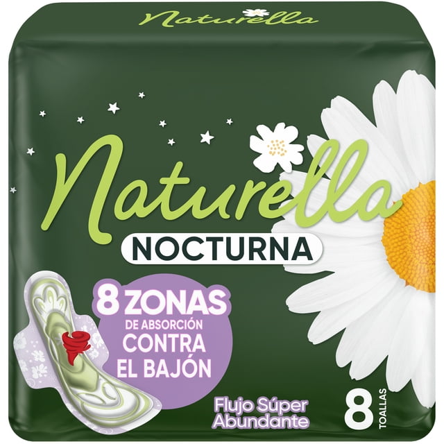 Toallas Femeninas Naturella Nocturna Flujo Super Abundante, 8 Unidades