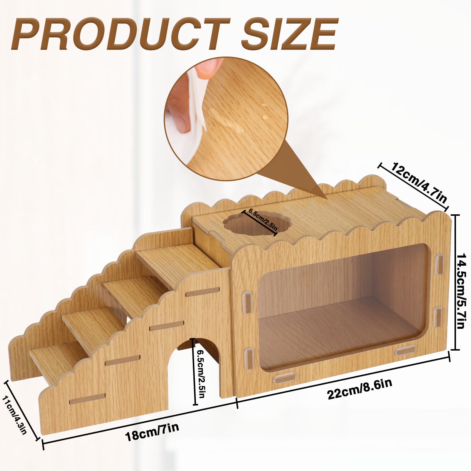 Hamster Digging Box, Visible Hamster Digging Room with Acrylic Transparent Board, Hamster Hideout and Exploration House with Climbing Ladder, Hamster Digging Wood Toy for Guinea Syrian Hamsters