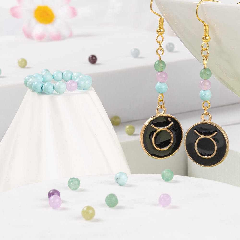 1box Birthstone Bracelets Jewelry Making Kits Including & Constellation Alloy Enamel Pendants Mixed color 624pcs/box