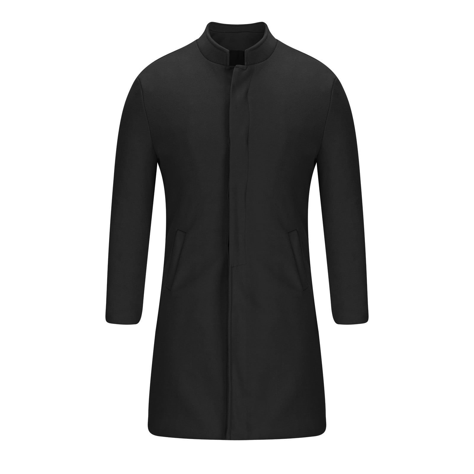LOVZFMLL Trench Coat for Men Button Down Stand-Up Collar Long