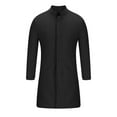 thumbnail image 4 of guisaled Trench Coat Men Waterproof Stand Collar Single Breasted Long Pea Coats Solid Casual Wool Blend Windbreaker Jackets with Pockets, 4 of 6