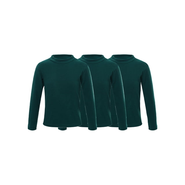 Moggemol Girls 3 Packs Long Sleeve T-Shirt Thermal Base Layer Tops Basic Stretch Tees Fleece Undershirt Green 120
